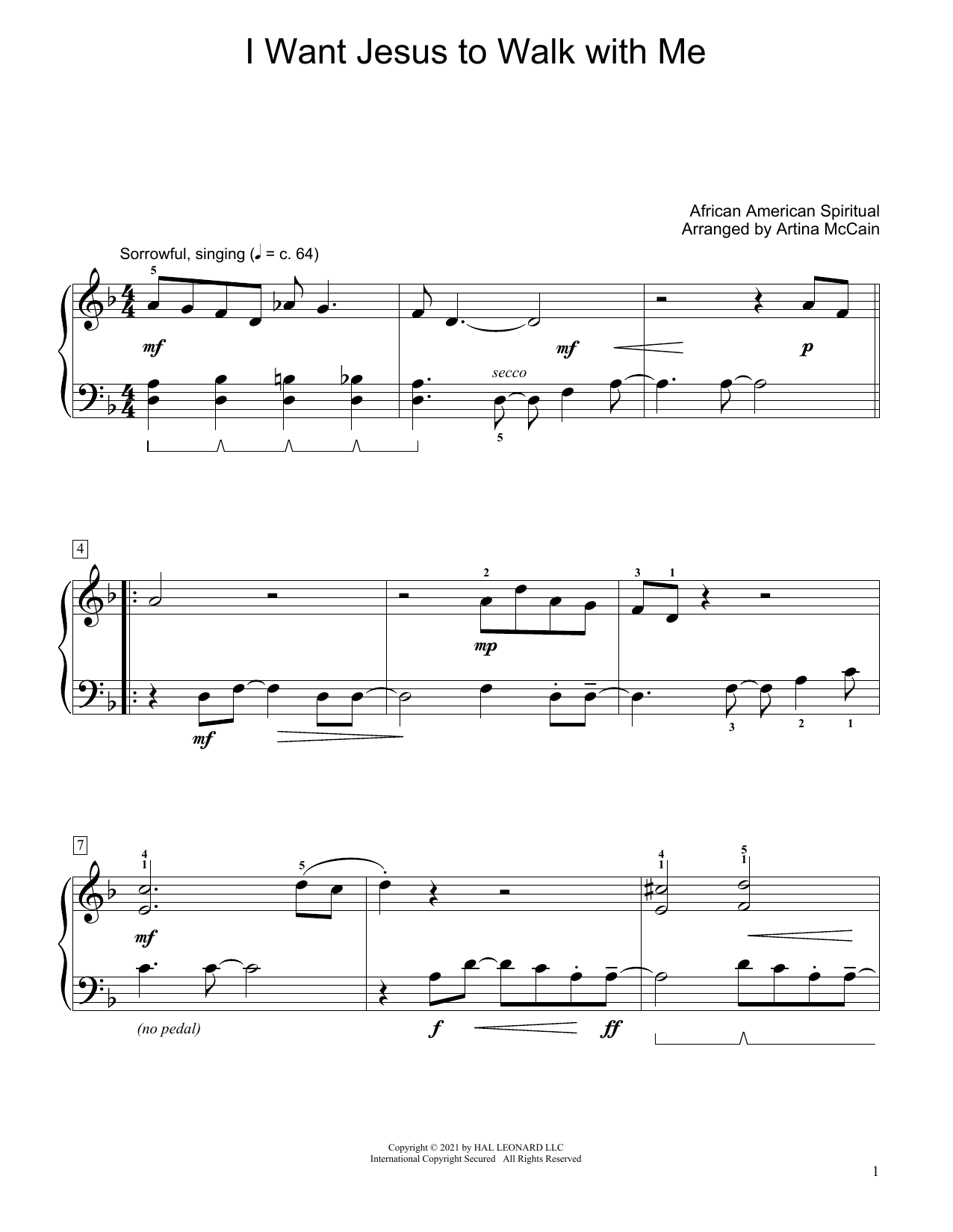 Download African-American Spiritual I Want Jesus To Walk With Me (arr. Arti Sheet Music
