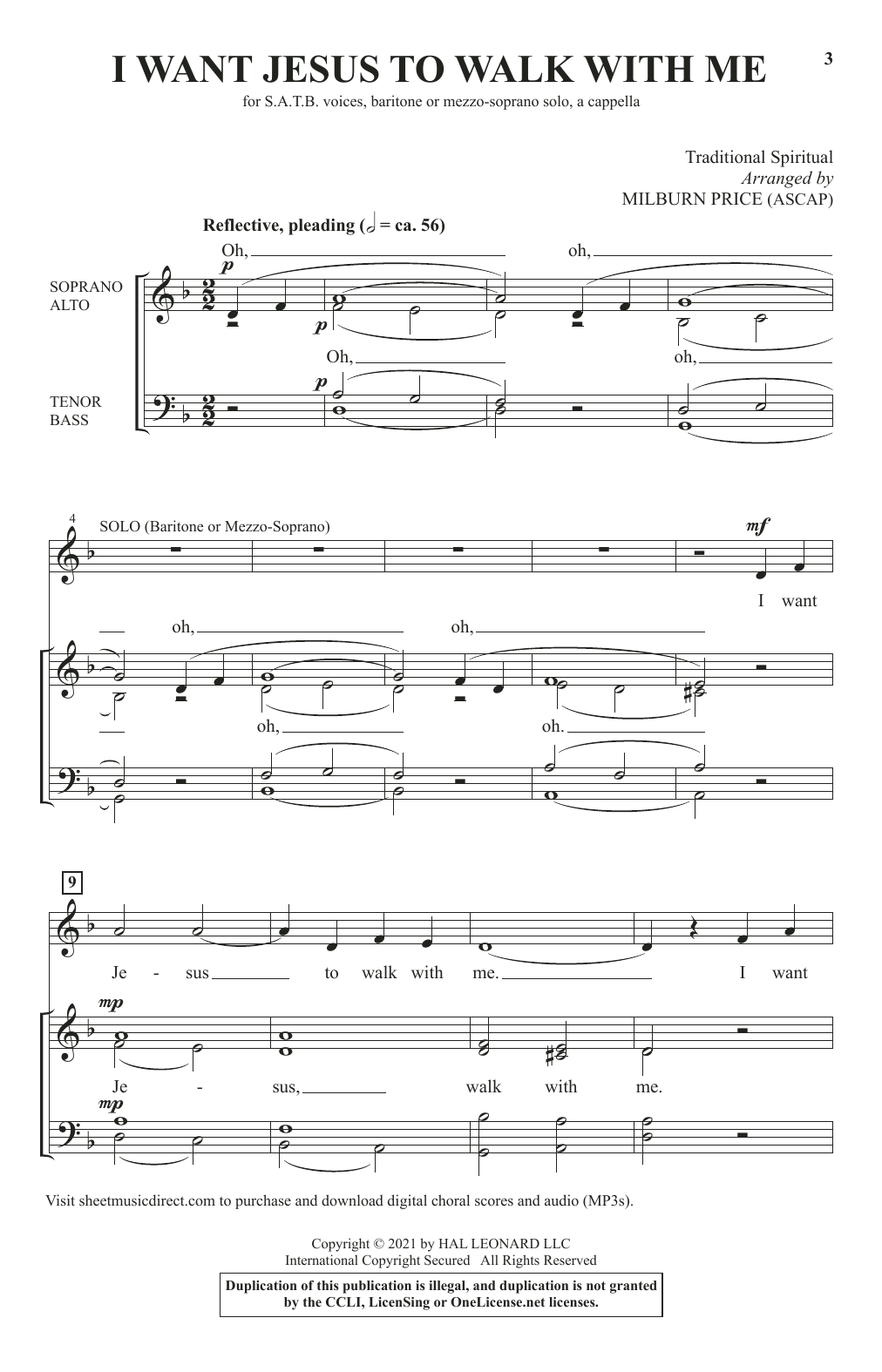 Download Traditional Spiritual I Want Jesus To Walk With Me (arr. Milb Sheet Music