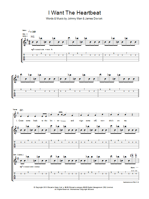 Download Johnny Marr I Want The Heartbeat Sheet Music