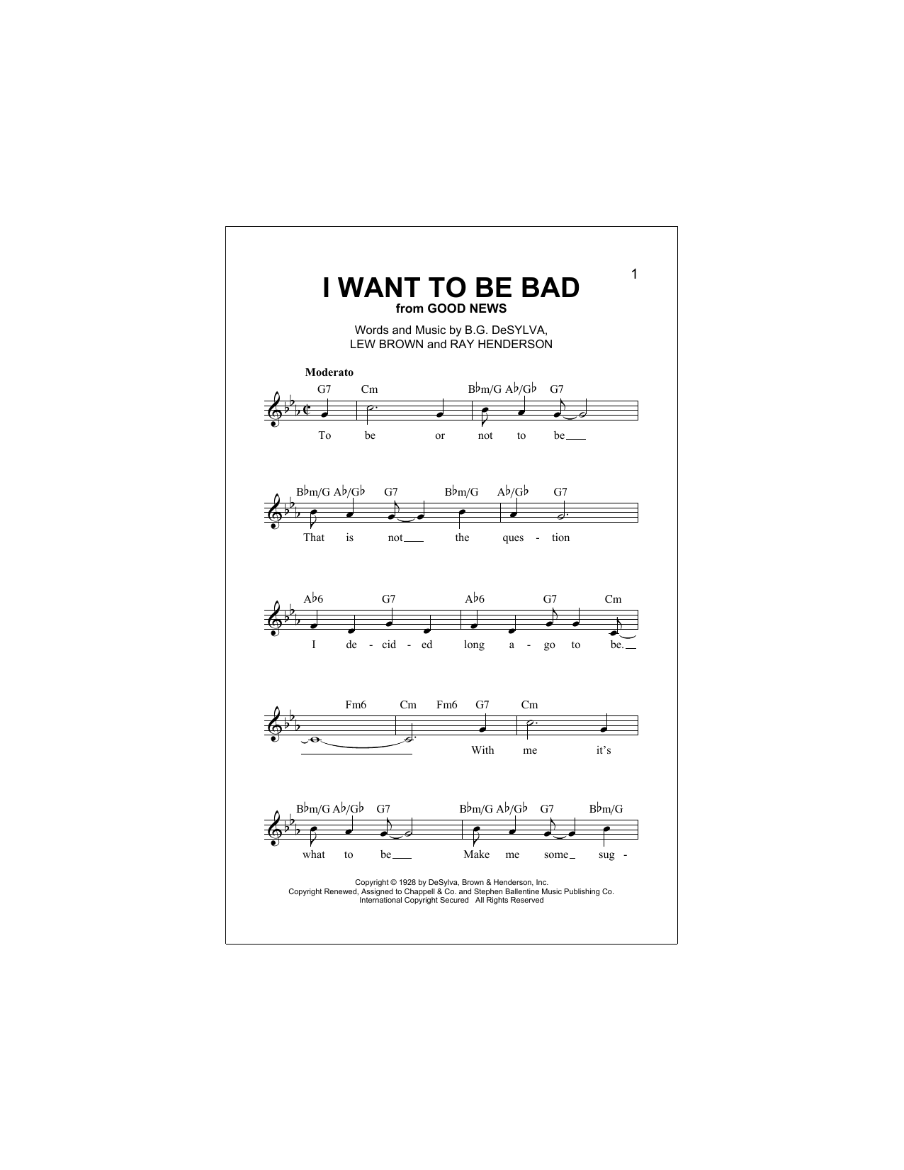 Download Ray Henderson I Want To Be Bad Sheet Music