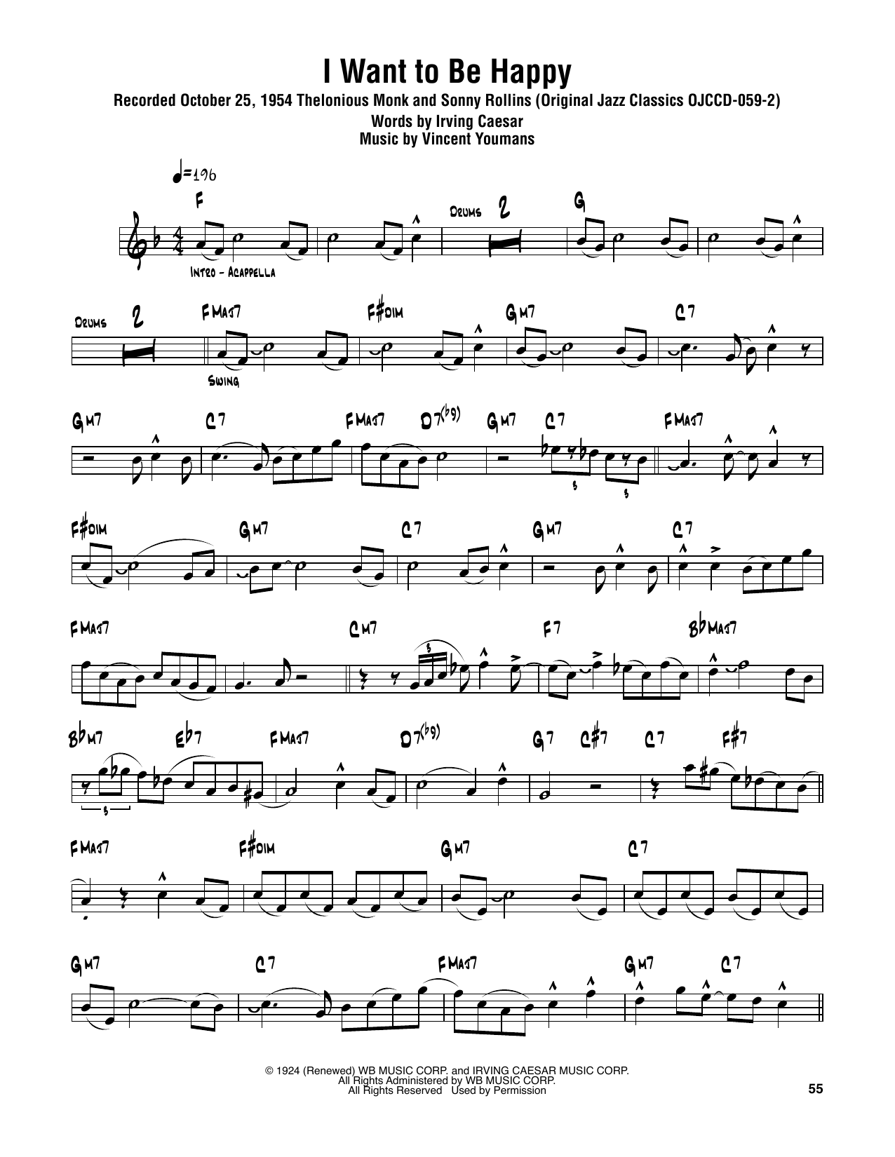Download Sonny Rollins I Want To Be Happy Sheet Music