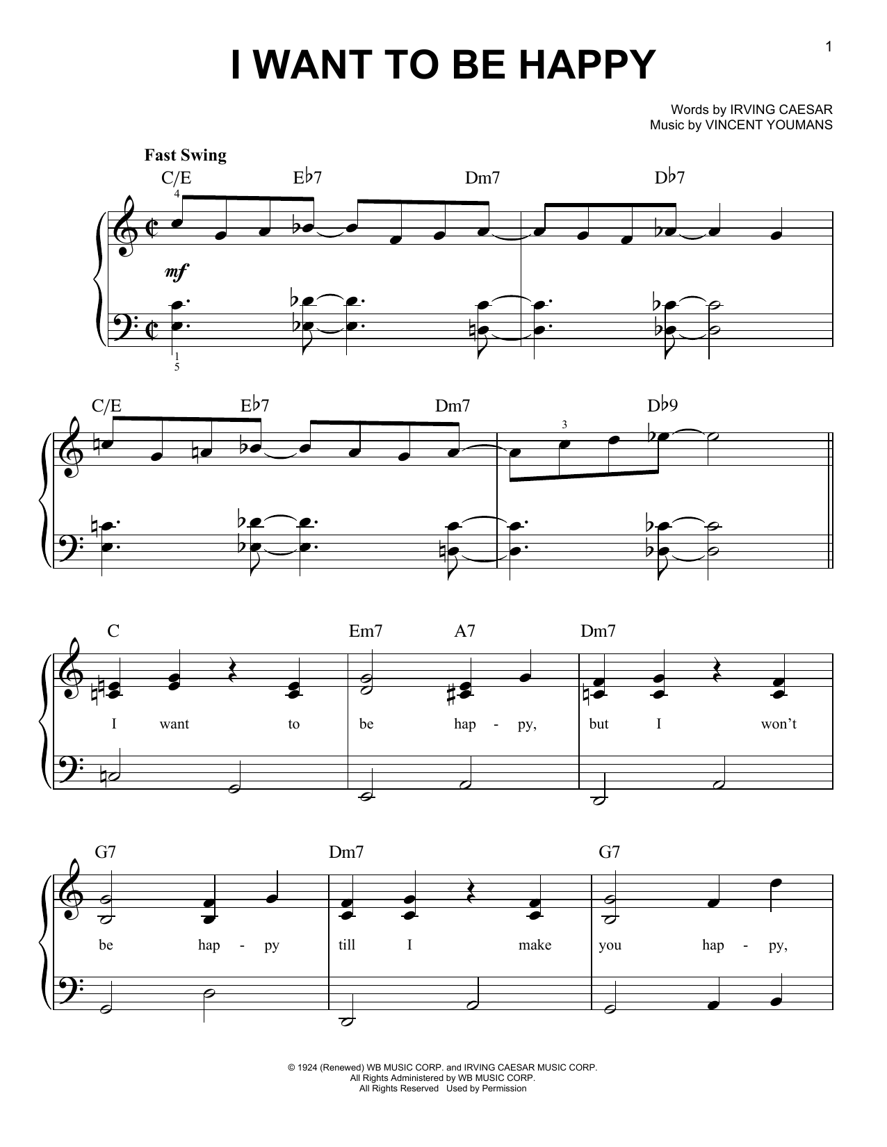 Download Vincent Youmans I Want To Be Happy Sheet Music
