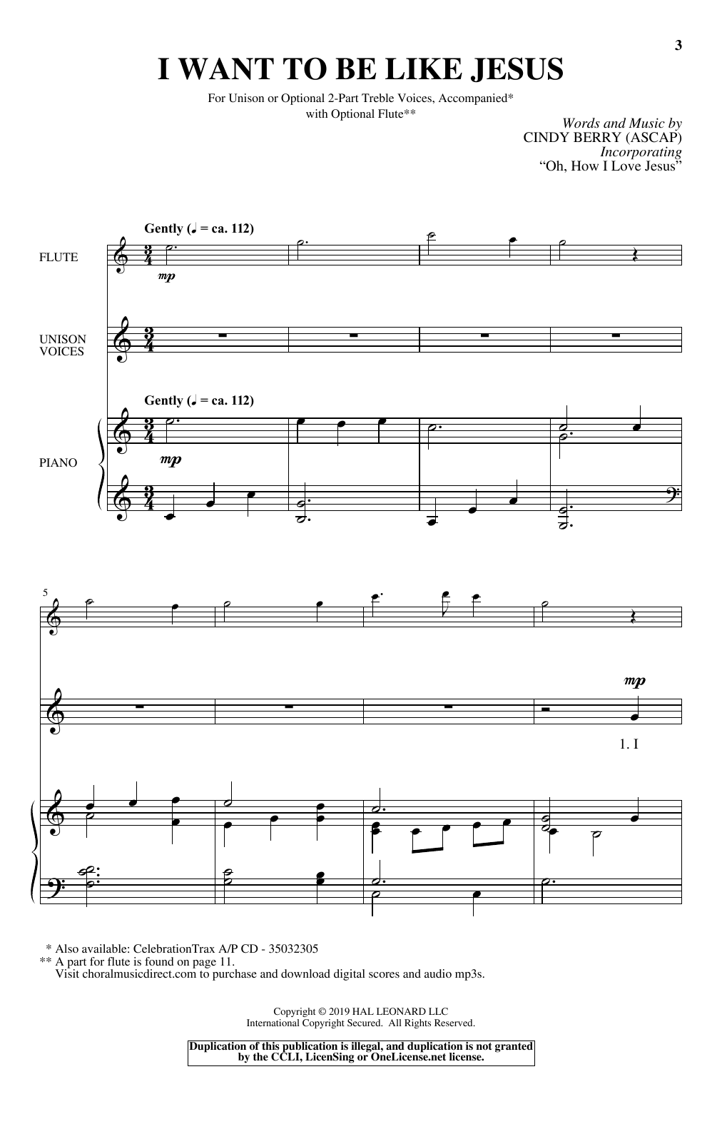 Download Cindy Berry I Want To Be Like Jesus Sheet Music