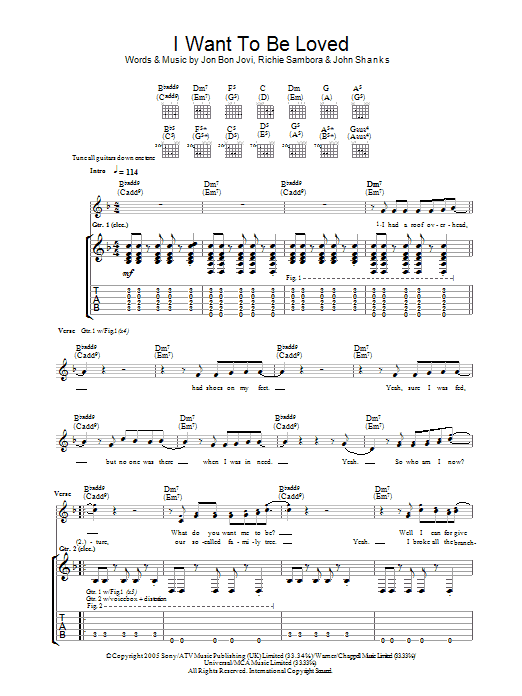 Download Bon Jovi I Want To Be Loved Sheet Music
