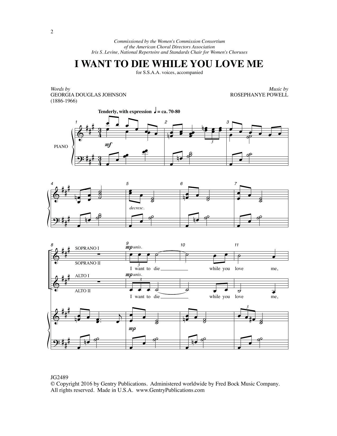 Download Georgia Douglas Johnson I Want to Die While You Love Me Sheet Music