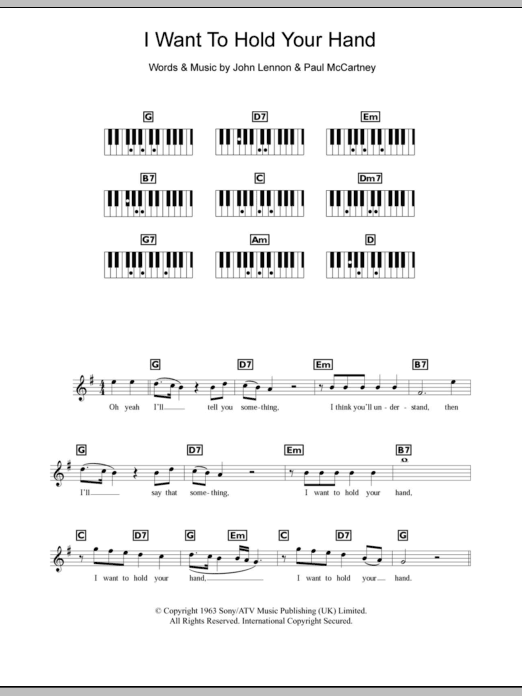 Download The Beatles I Want To Hold Your Hand Sheet Music
