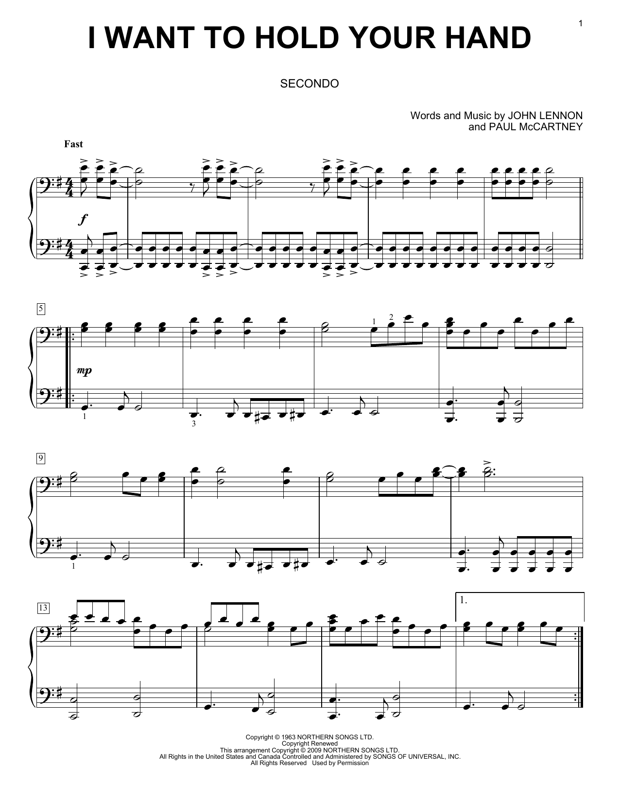 Download The Beatles I Want To Hold Your Hand Sheet Music