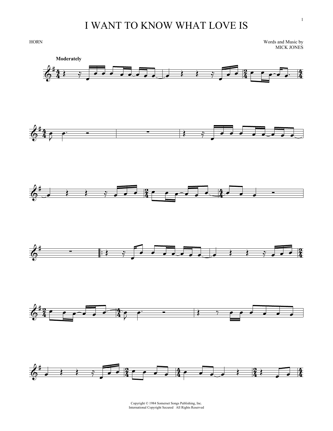 Download Foreigner I Want To Know What Love Is Sheet Music
