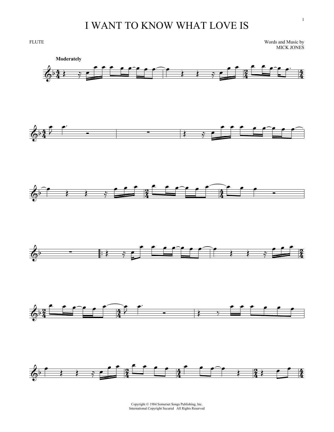 Download Foreigner I Want To Know What Love Is Sheet Music