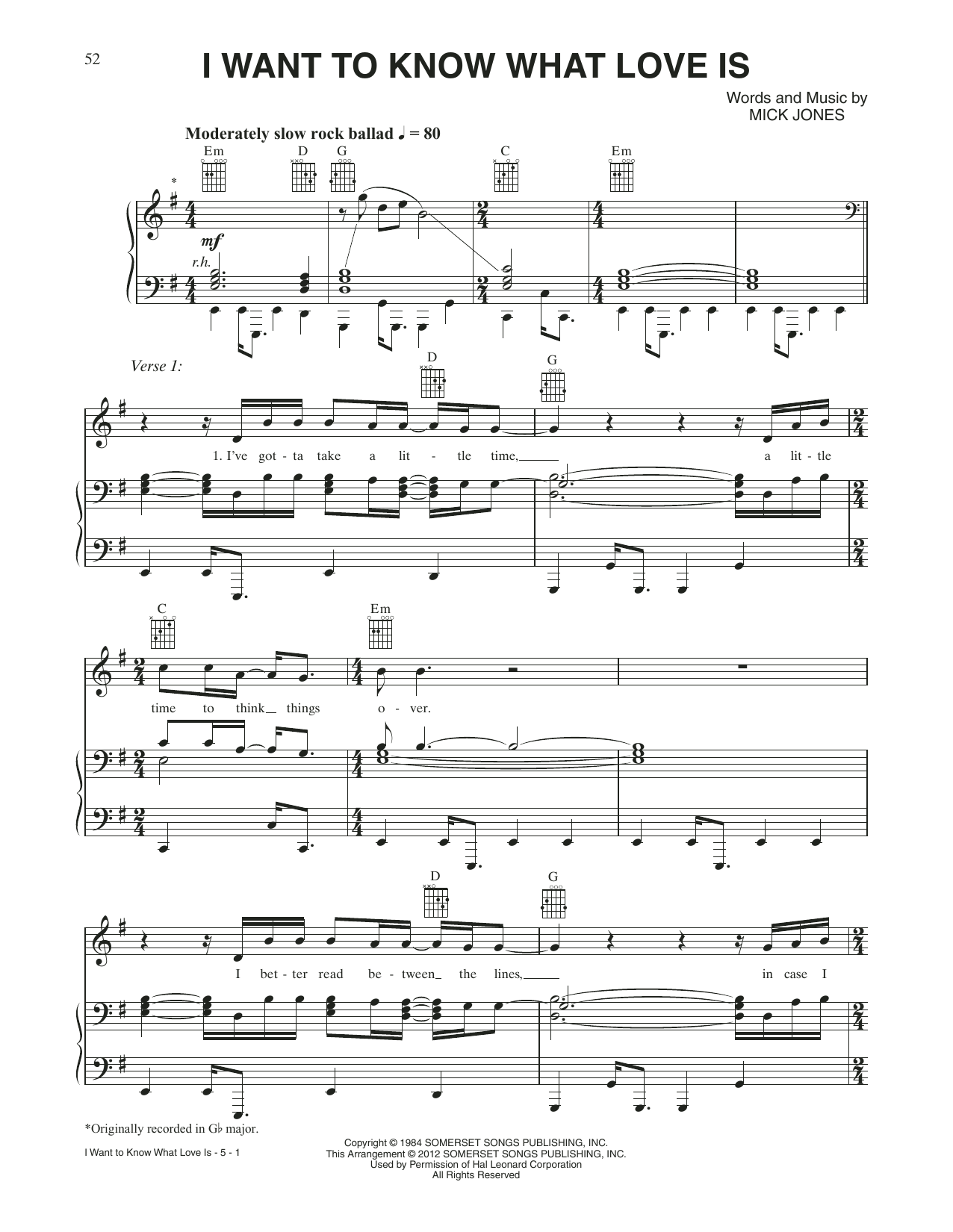 Download Tom Cruise and Malin Akerman I Want To Know What Love Is (from Rock Sheet Music