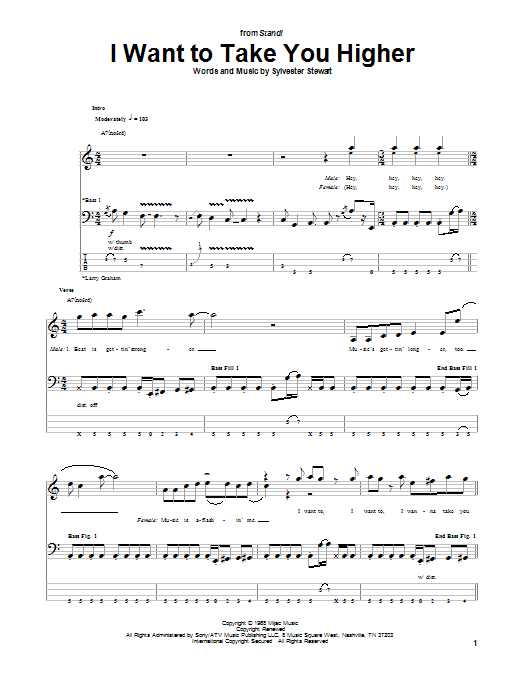 Download Sly & The Family Stone I Want To Take You Higher Sheet Music