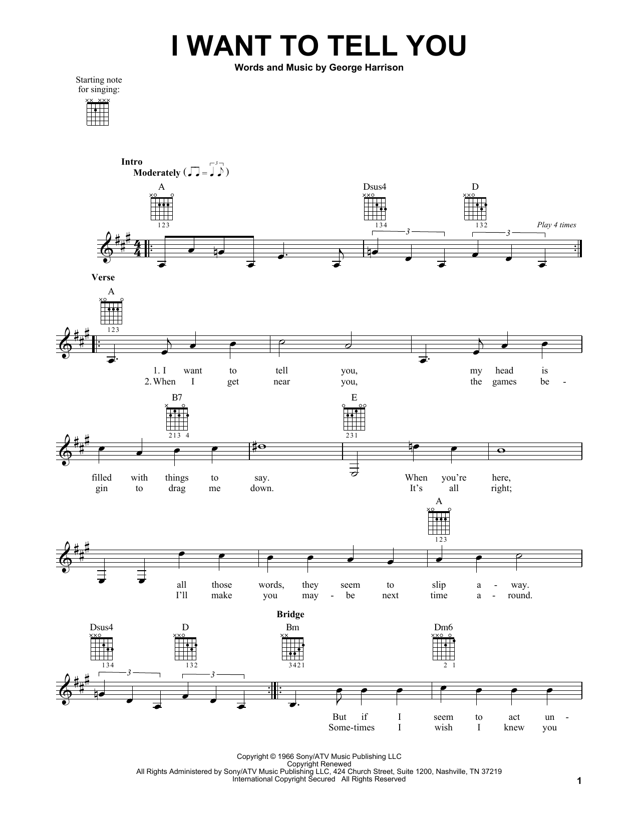 Download The Beatles I Want To Tell You Sheet Music