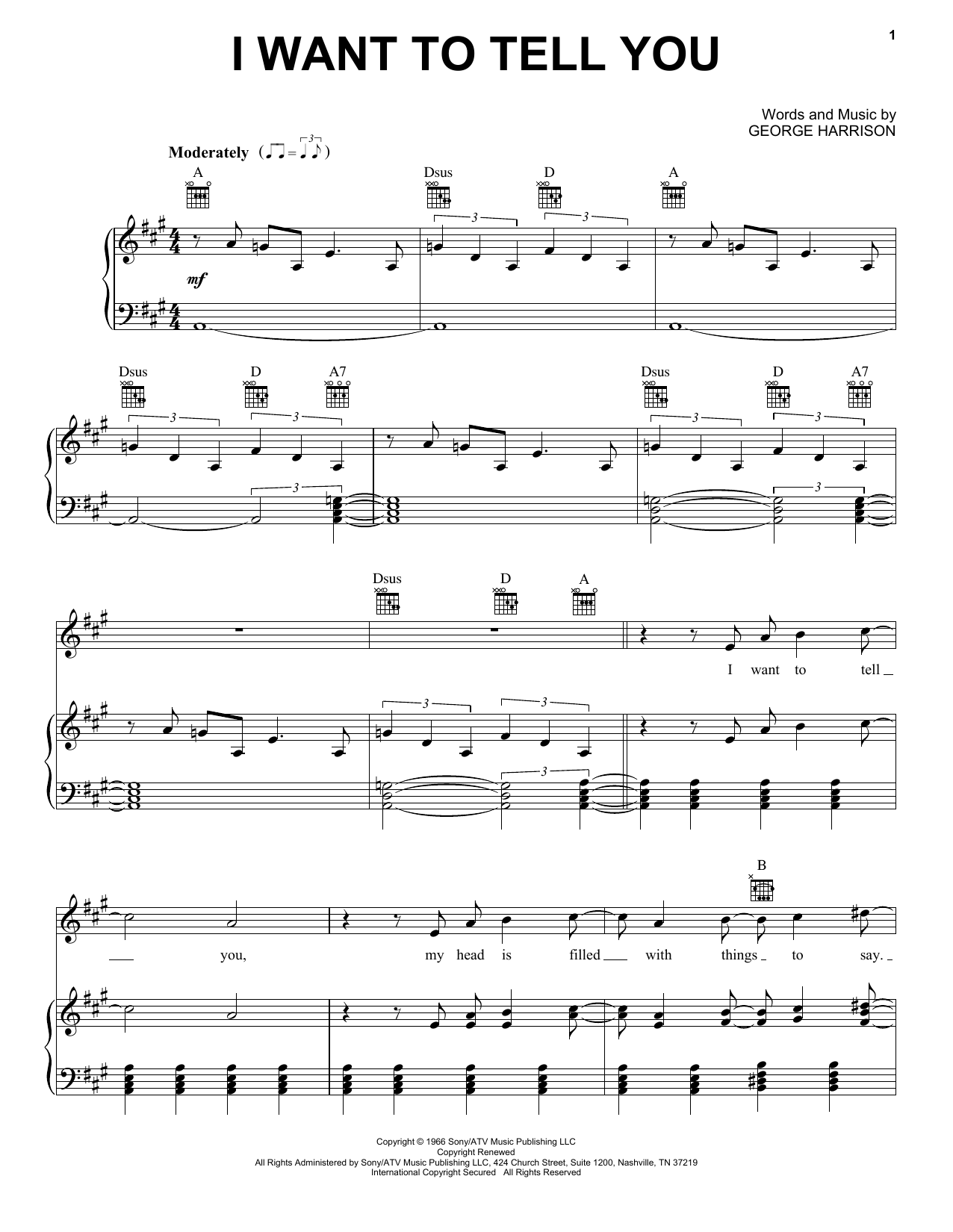 Download The Beatles I Want To Tell You Sheet Music