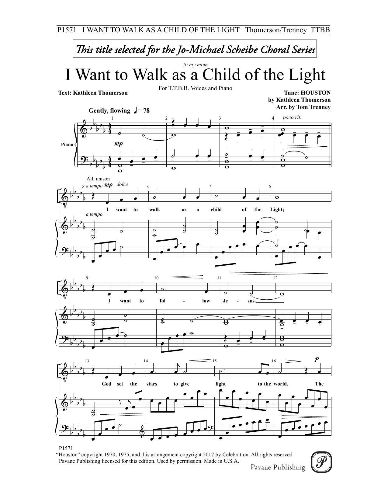 Download Tom Trenney I Want To Walk As A Child of Light Sheet Music