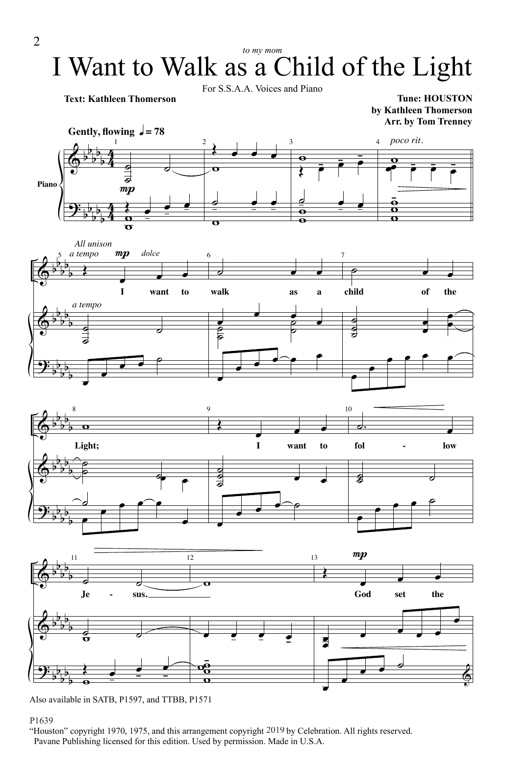 Download Kathleen Thomerson I Want to Walk as a Child of the Light Sheet Music