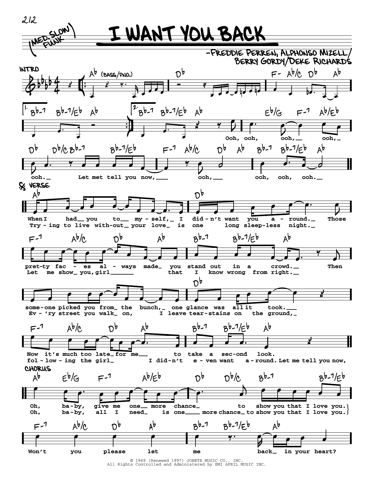 Download The Jackson 5 I Want You Back Sheet Music
