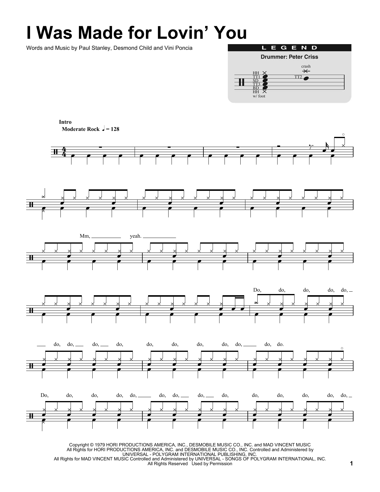 Download KISS I Was Made For Lovin' You Sheet Music