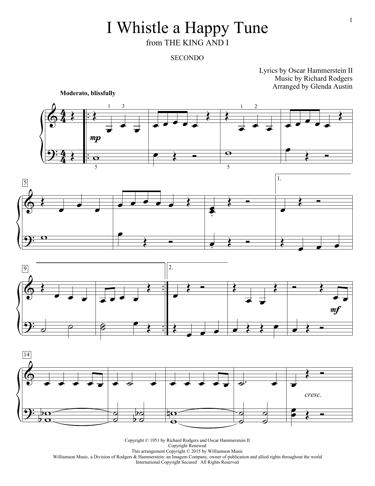 Download Rodgers & Hammerstein I Whistle A Happy Tune (from The King A Sheet Music