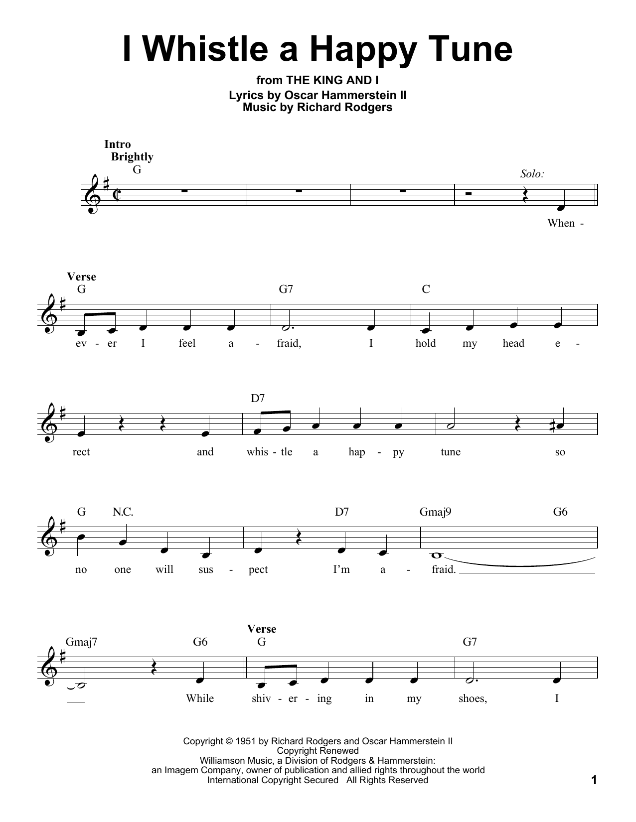 Download Rodgers & Hammerstein I Whistle A Happy Tune Sheet Music