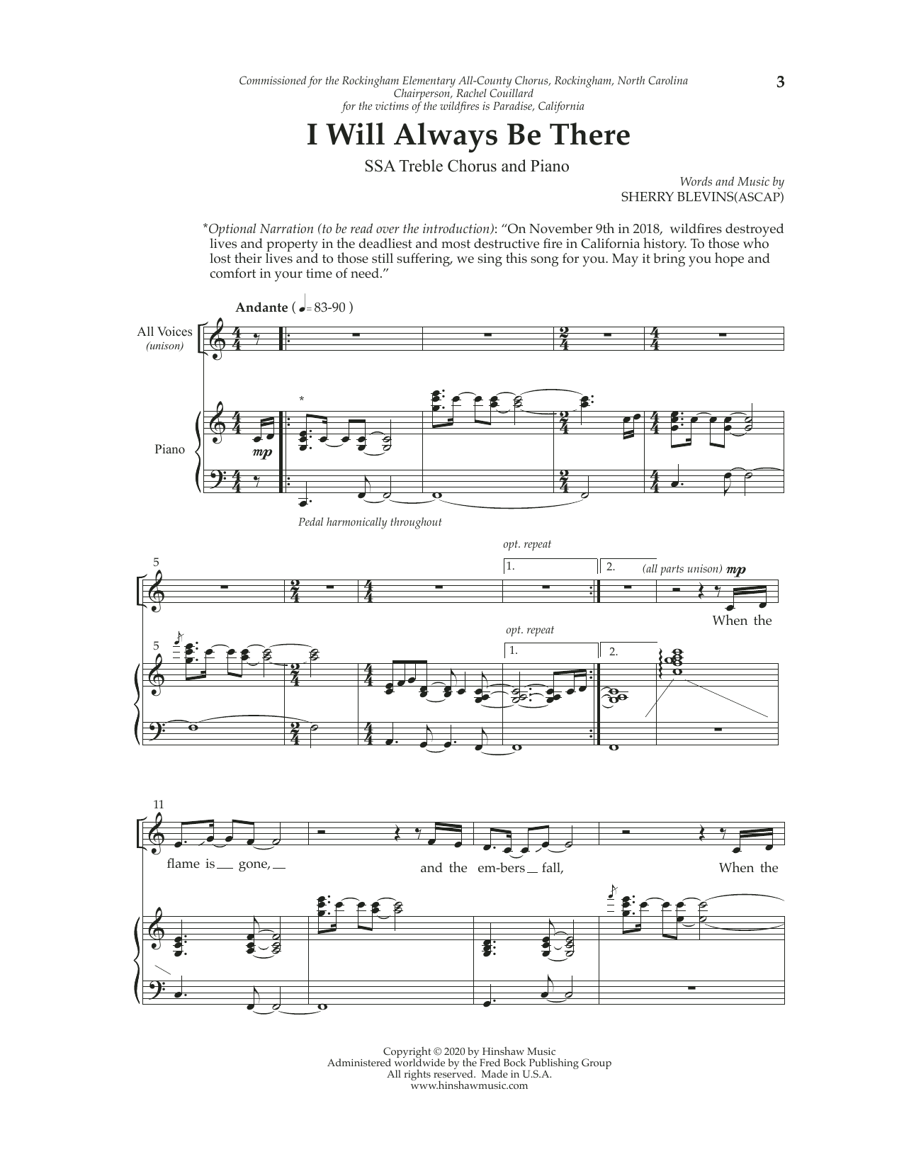 Download Sherry Blevins I Will Always Be There Sheet Music