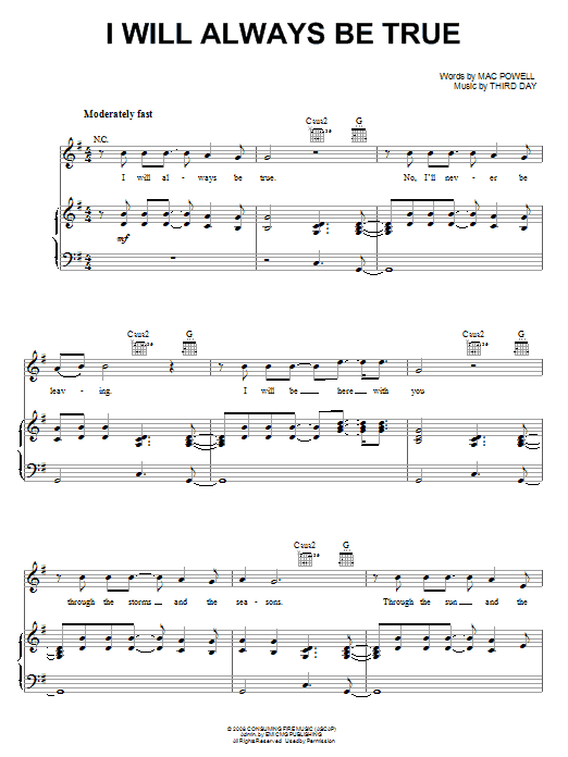 Download Third Day I Will Always Be True Sheet Music