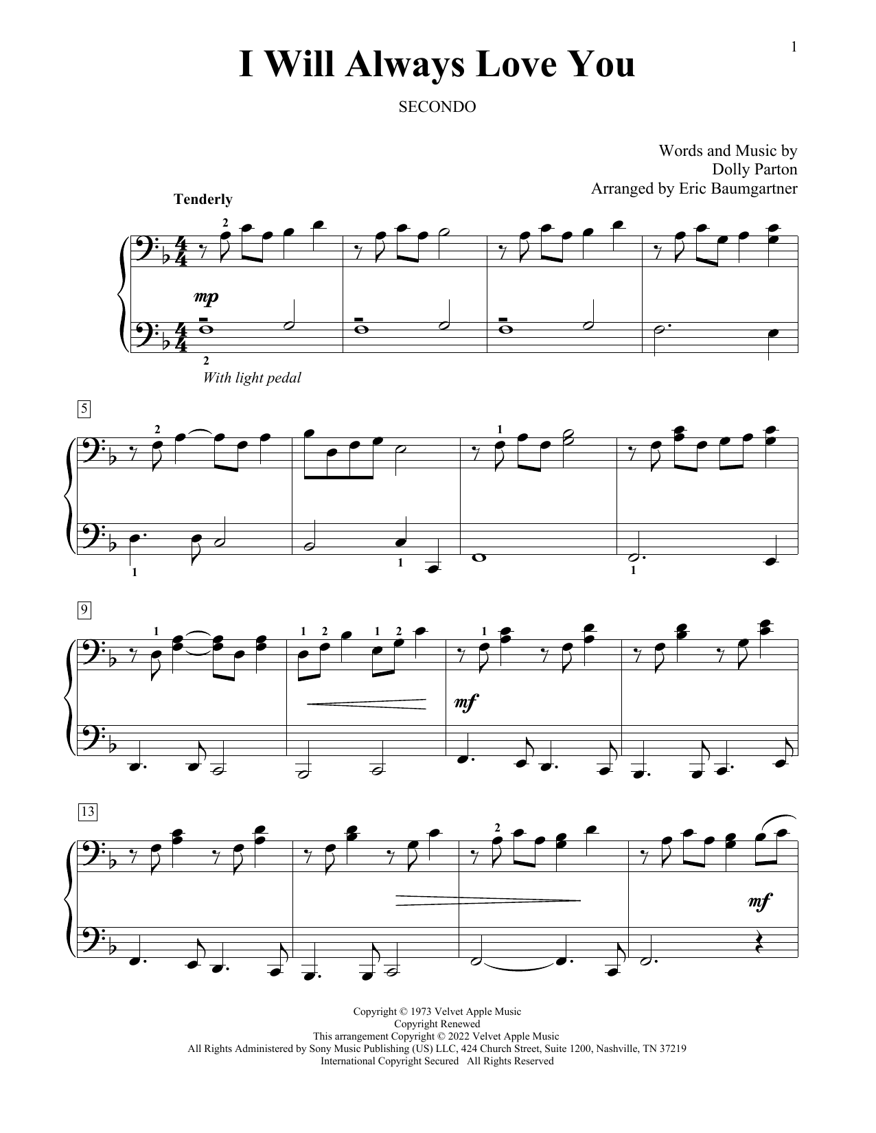 Download Whitney Houston I Will Always Love You (arr. Eric Baumg Sheet Music