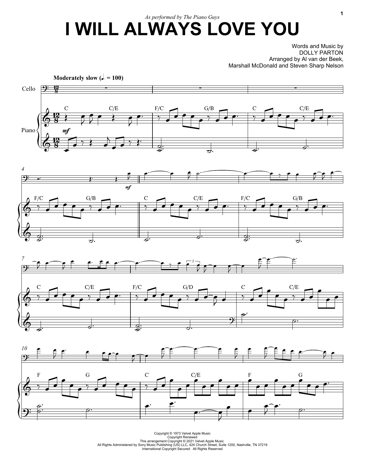 Download The Piano Guys I Will Always Love You Sheet Music