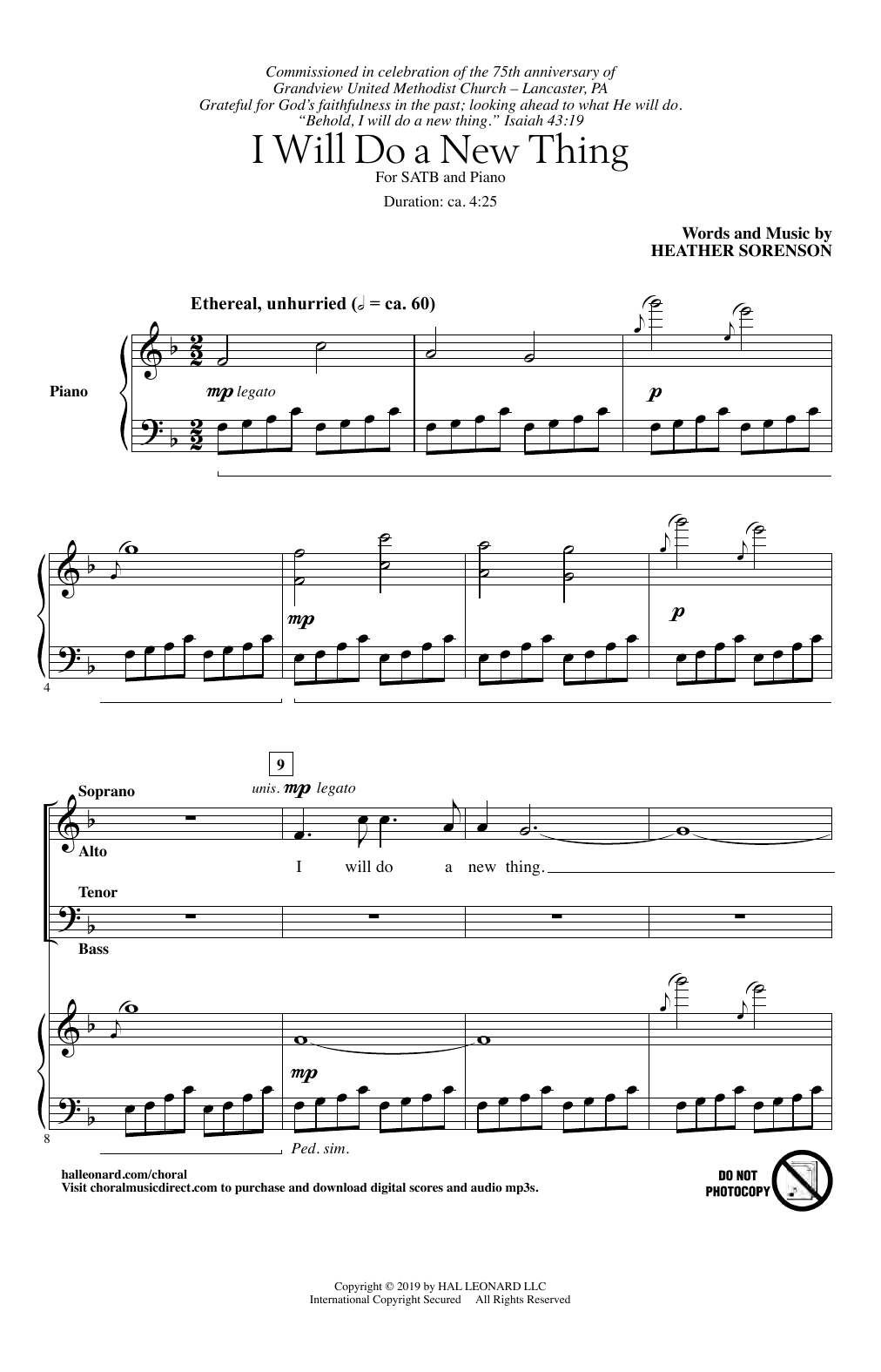 Download Heather Sorenson I Will Do A New Thing Sheet Music