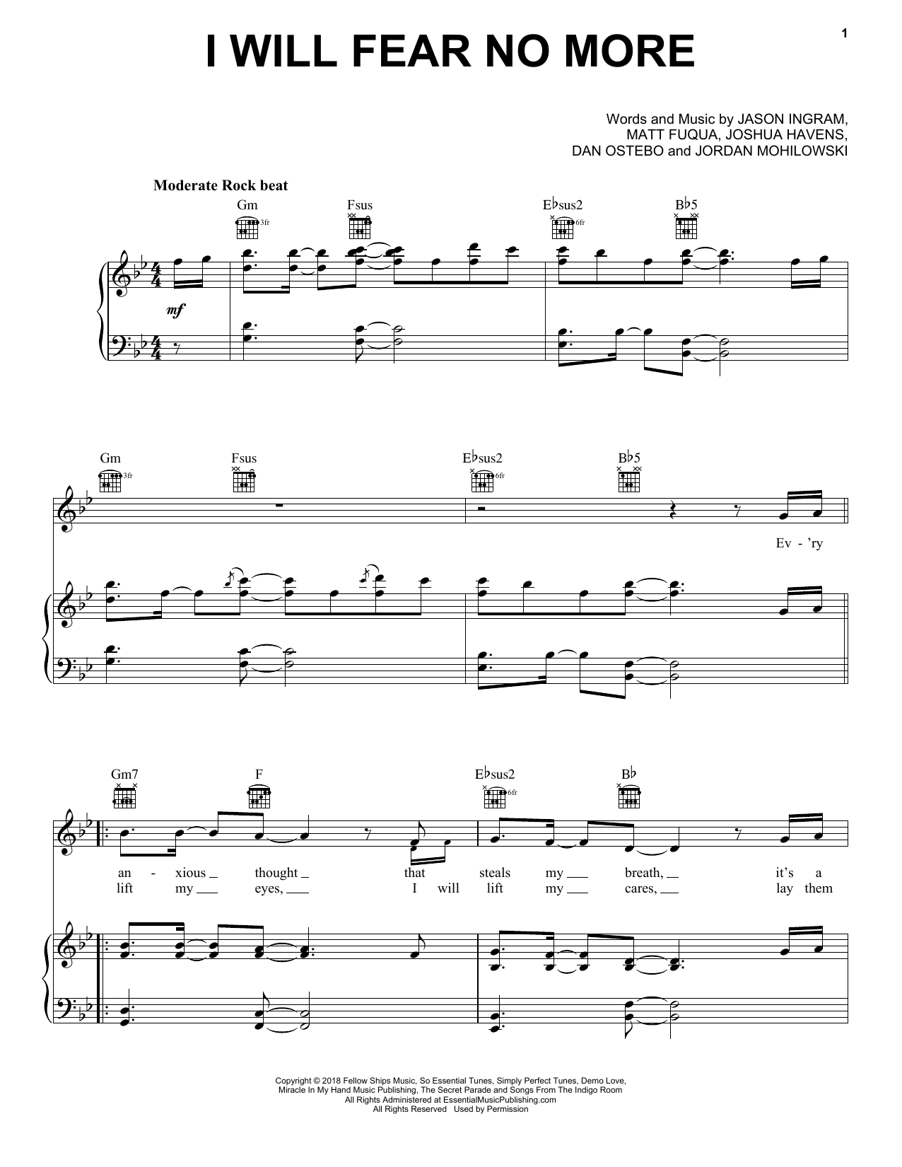 Download The Afters I Will Fear No More Sheet Music