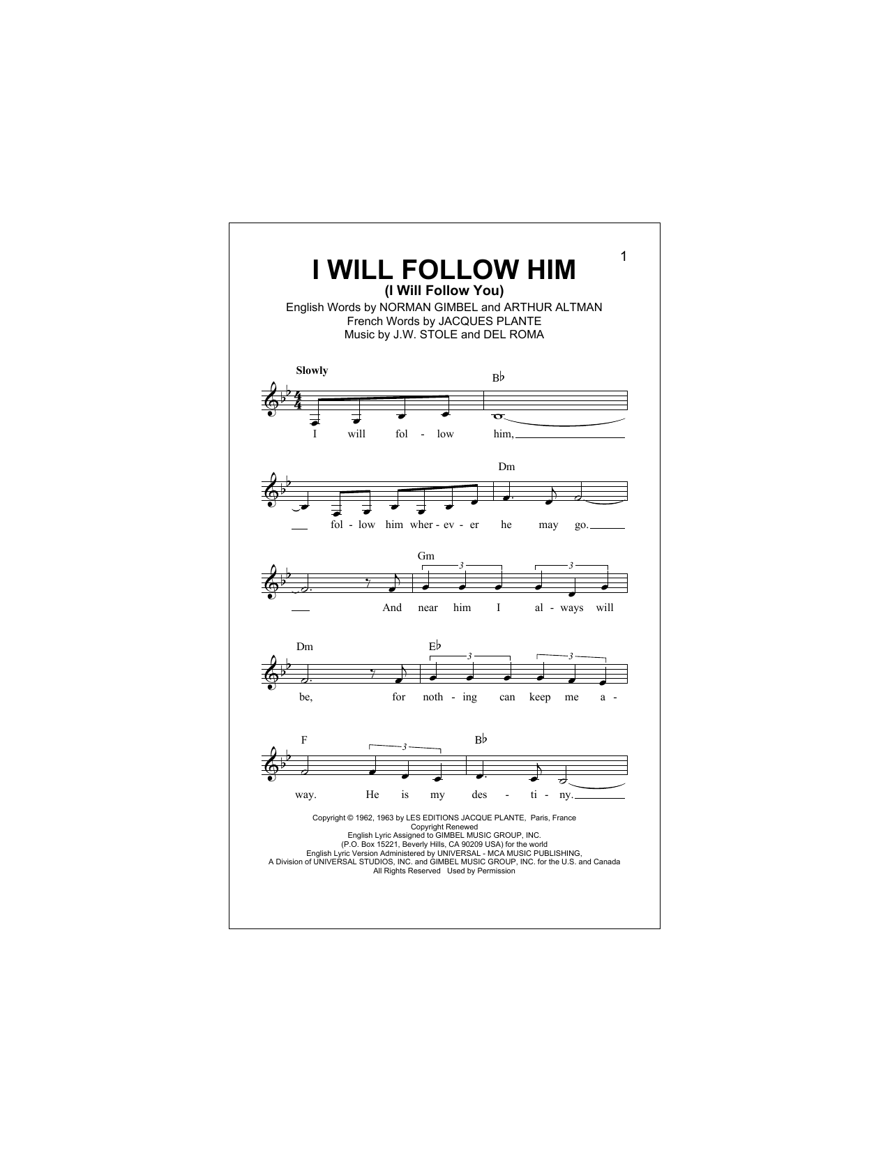 Download Little Peggy March I Will Follow Him (I Will Follow You) Sheet Music