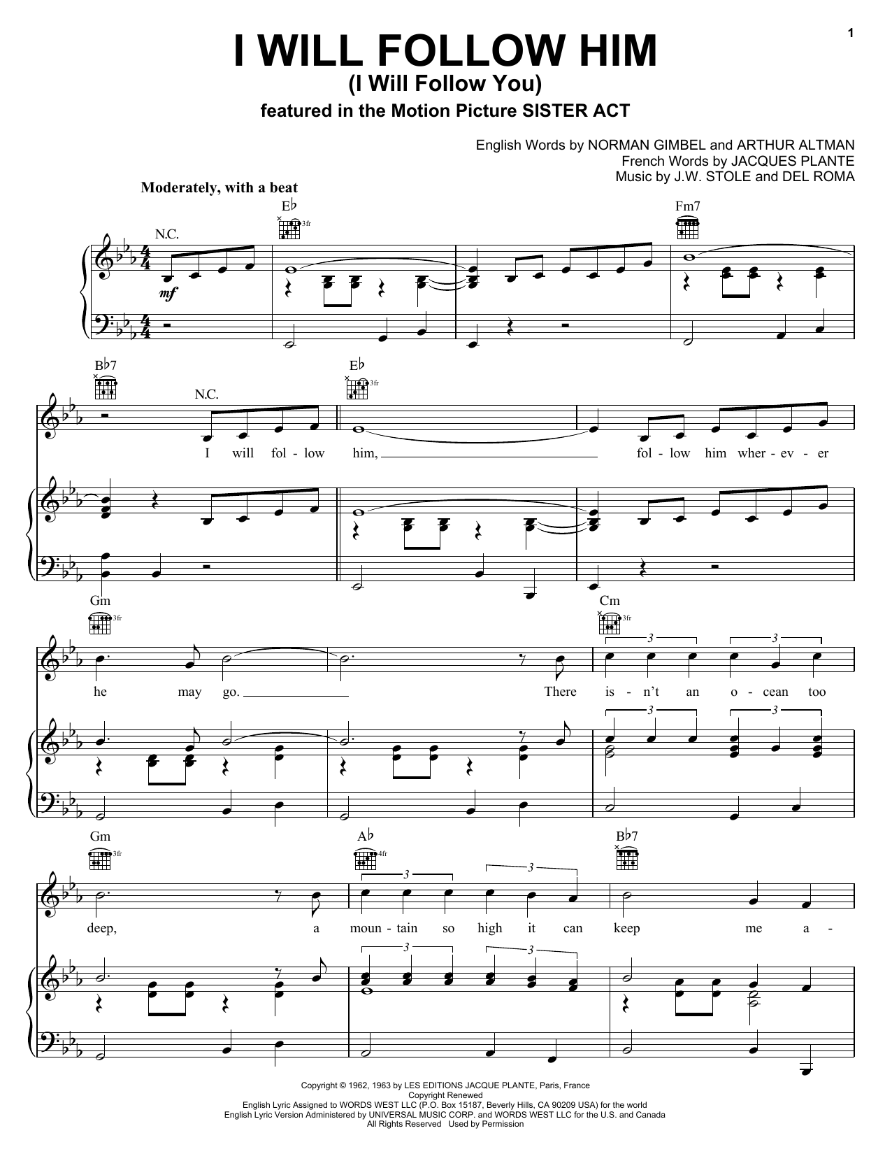 Download Little Peggy March I Will Follow Him (I Will Follow You) Sheet Music