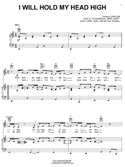 Download Third Day I Will Hold My Head High Sheet Music