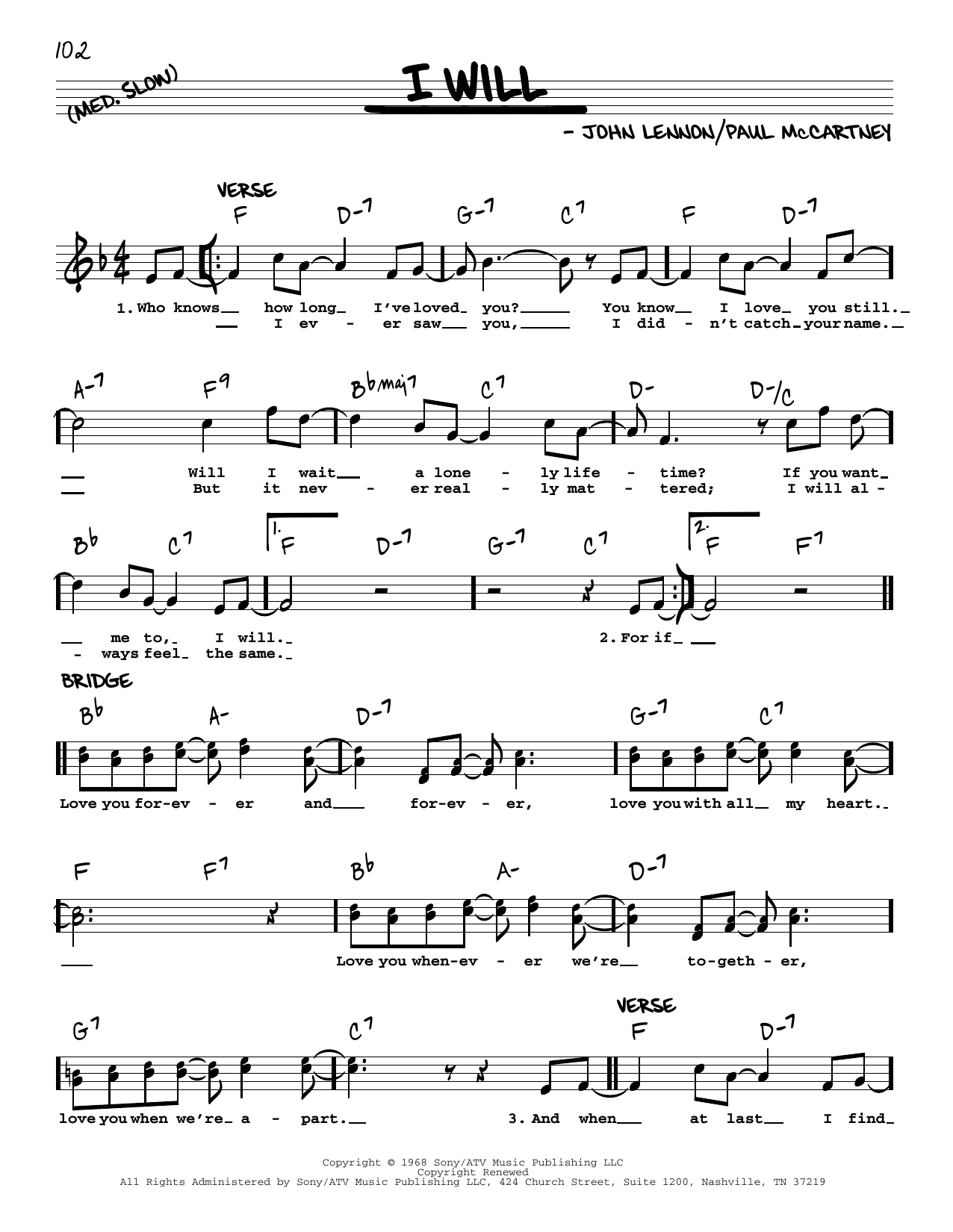 Download The Beatles I Will [Jazz version] Sheet Music