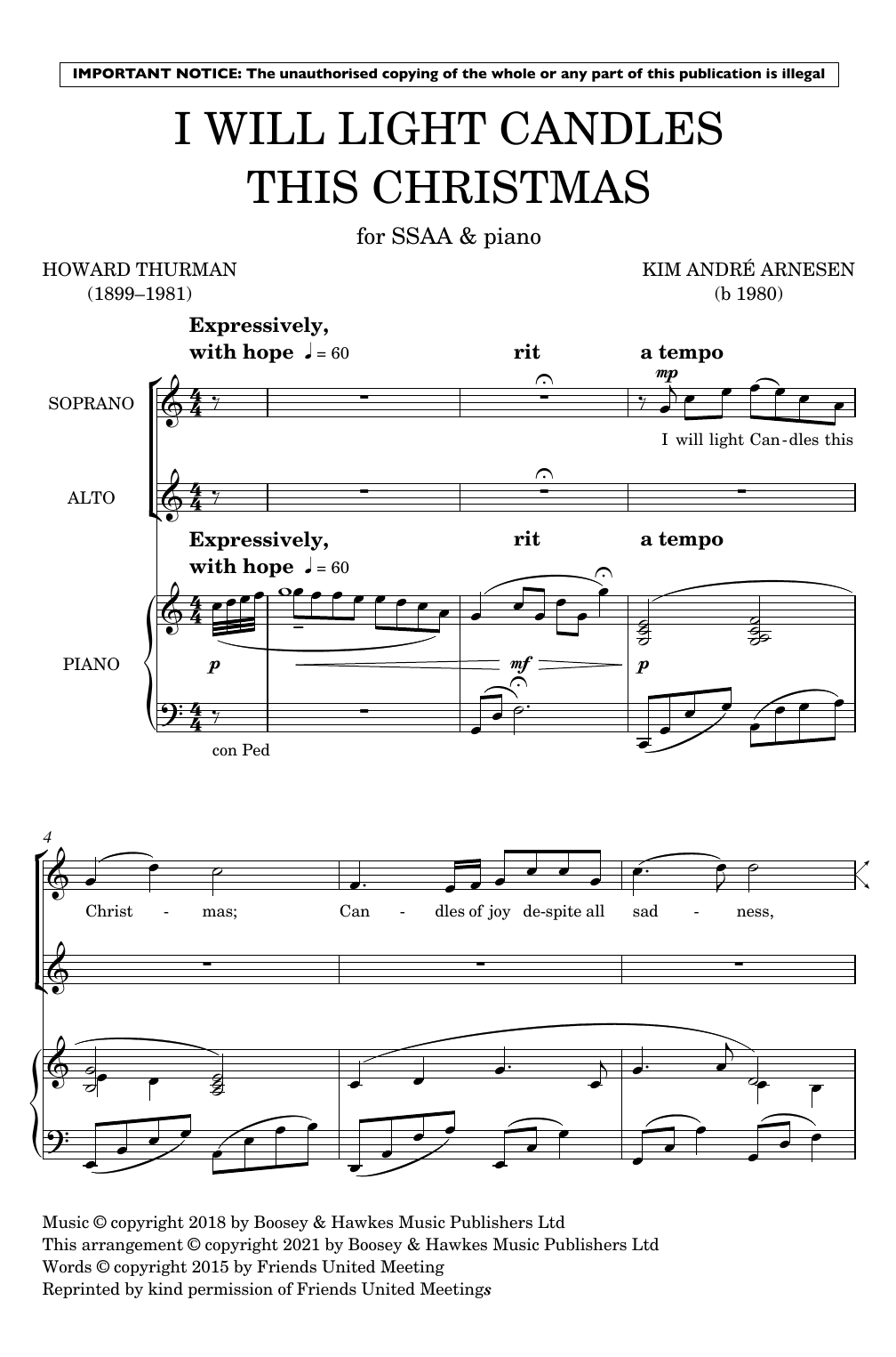 Download Kim Andre Arnesen I Will Light Candles This Christmas Sheet Music