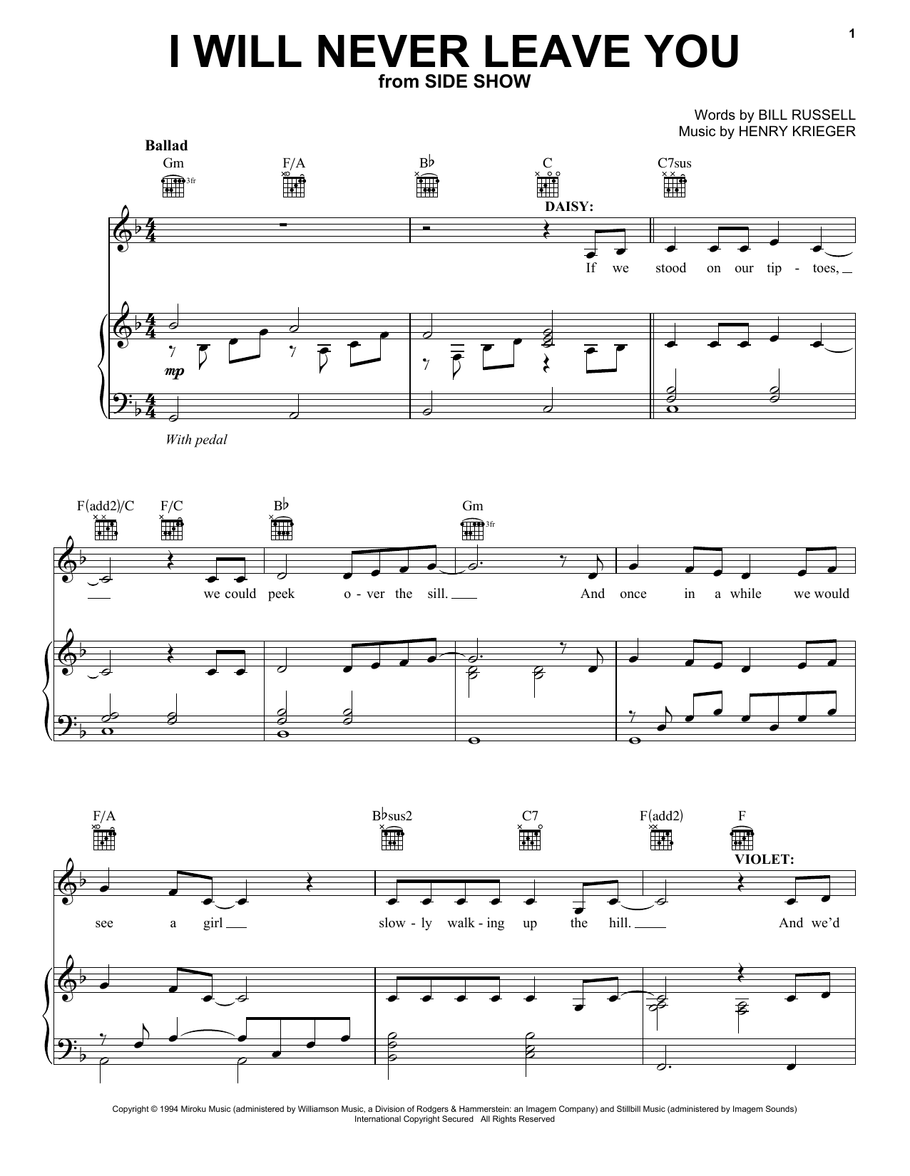 Download Bill Russell I Will Never Leave You Sheet Music