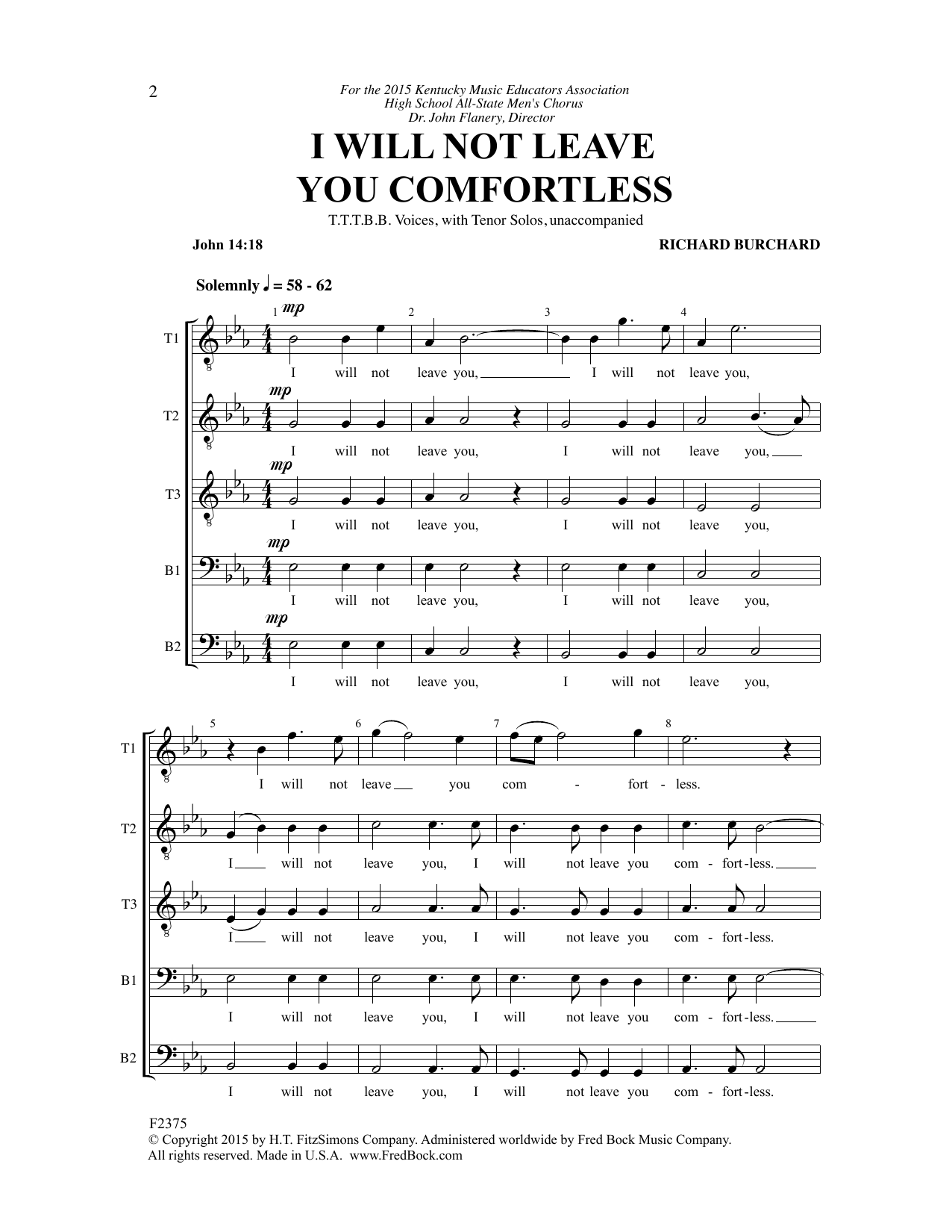 Download Richard Burchard I Will Not Leave You Comfortless Sheet Music
