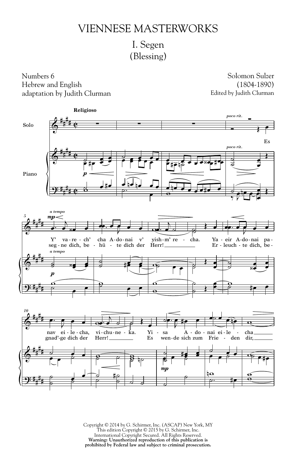 Download Judith Clurman Viennese Masterworks Sheet Music