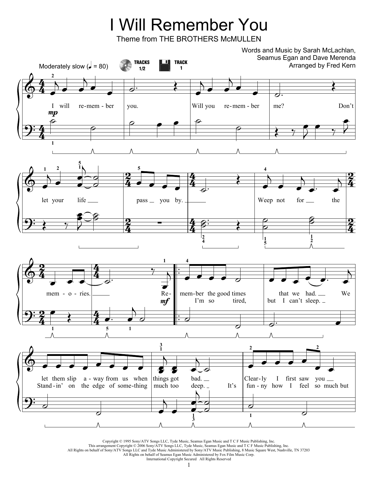 Download Fred Kern I Will Remember You Sheet Music