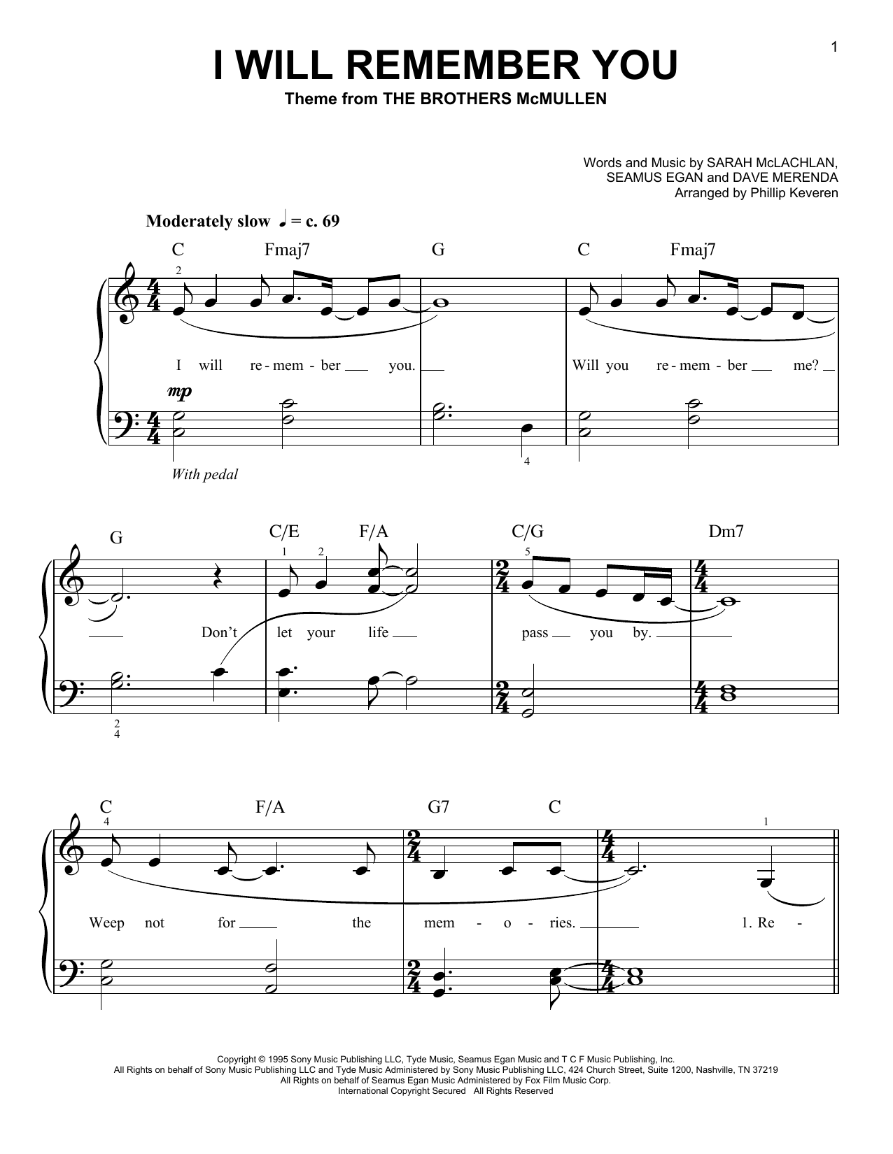 Download Sarah McLachlan I Will Remember You (arr. Phillip Kever Sheet Music