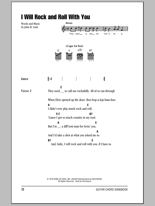 Download Johnny Cash I Will Rock And Roll With You Sheet Music