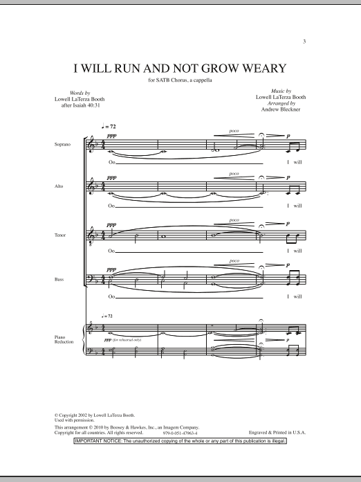 Download Andrew Bleckner I Will Run And Not Grow Weary Sheet Music