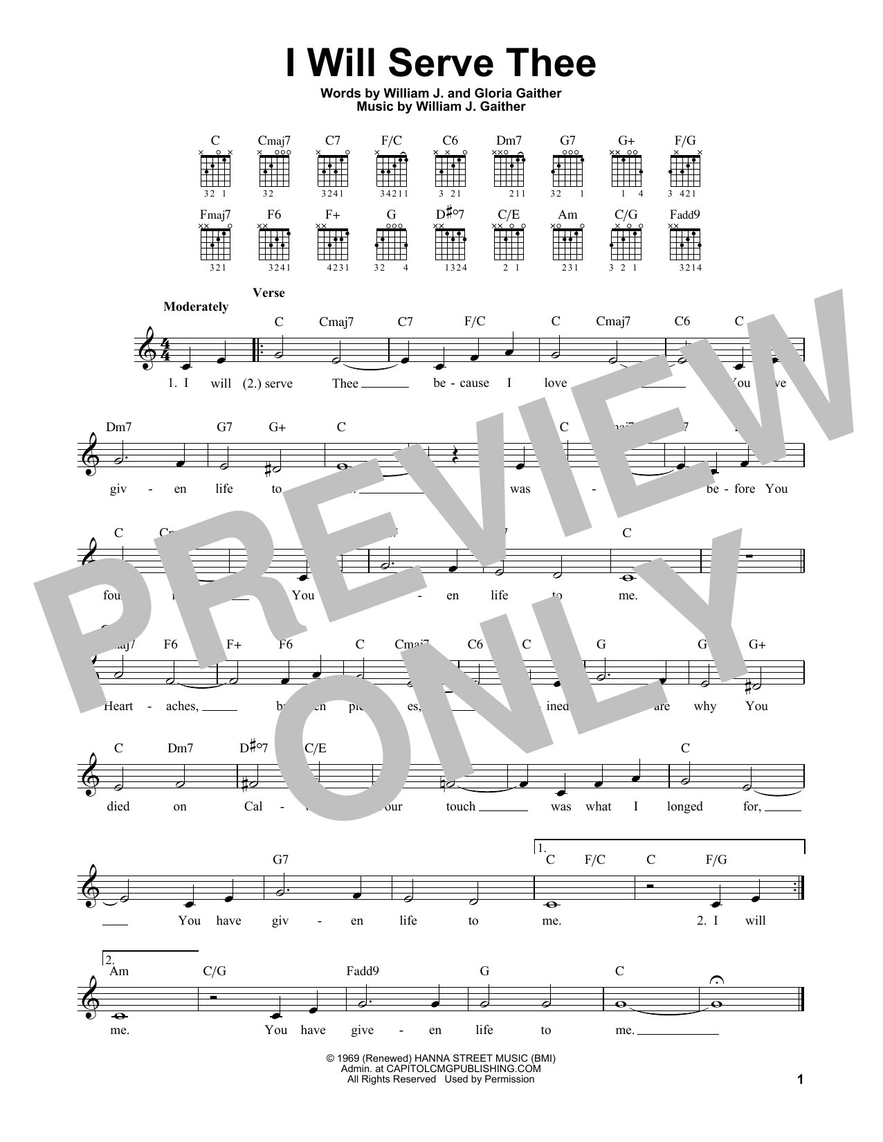 Download Bill Gaither I Will Serve Thee Sheet Music