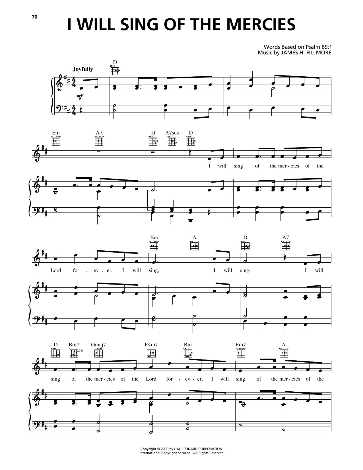Download James H. Fillmore I Will Sing Of The Mercies Sheet Music