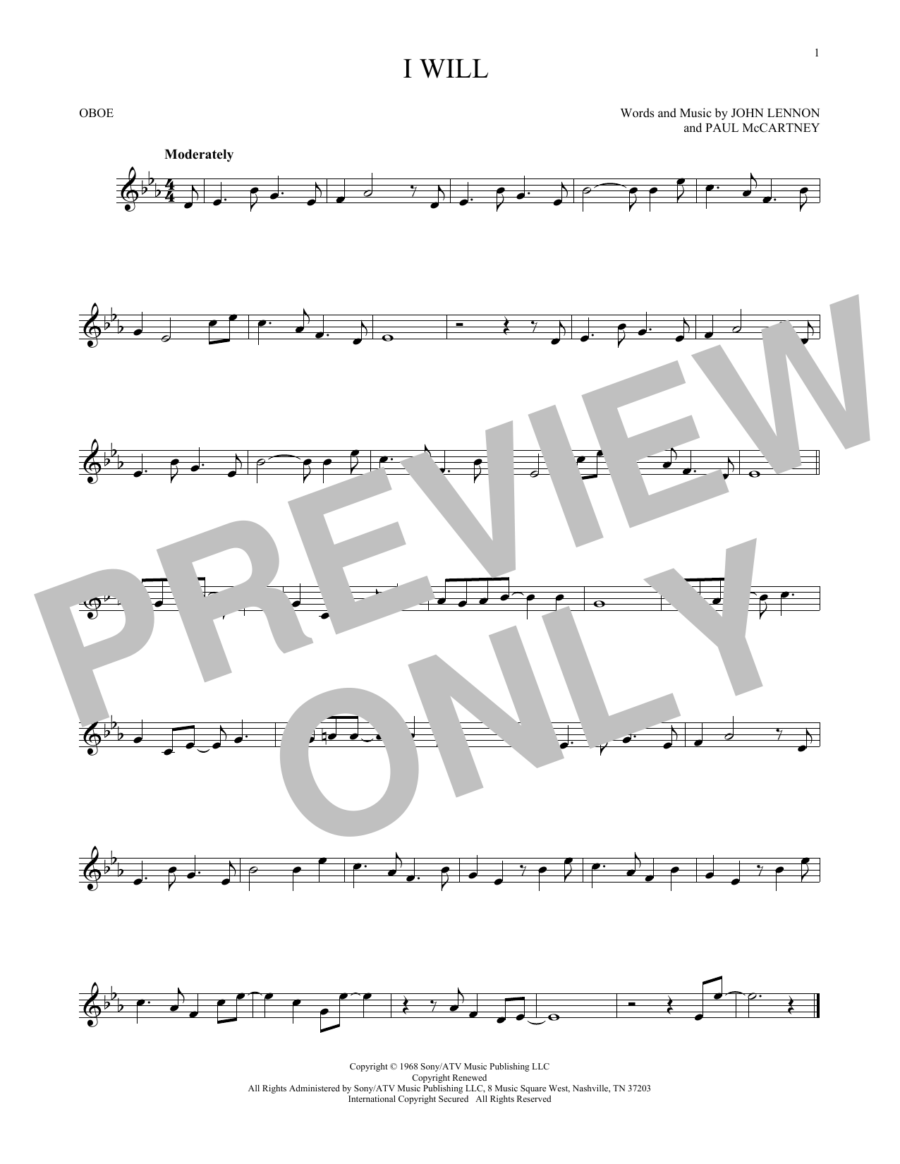 Download The Beatles I Will Sheet Music
