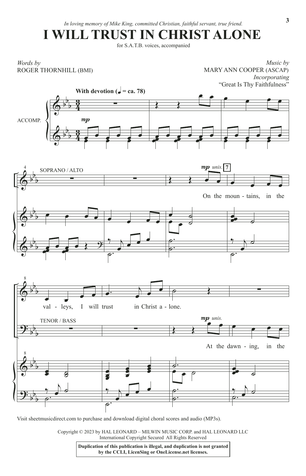 Download Mary Ann Cooper I Will Trust In Christ Alone Sheet Music