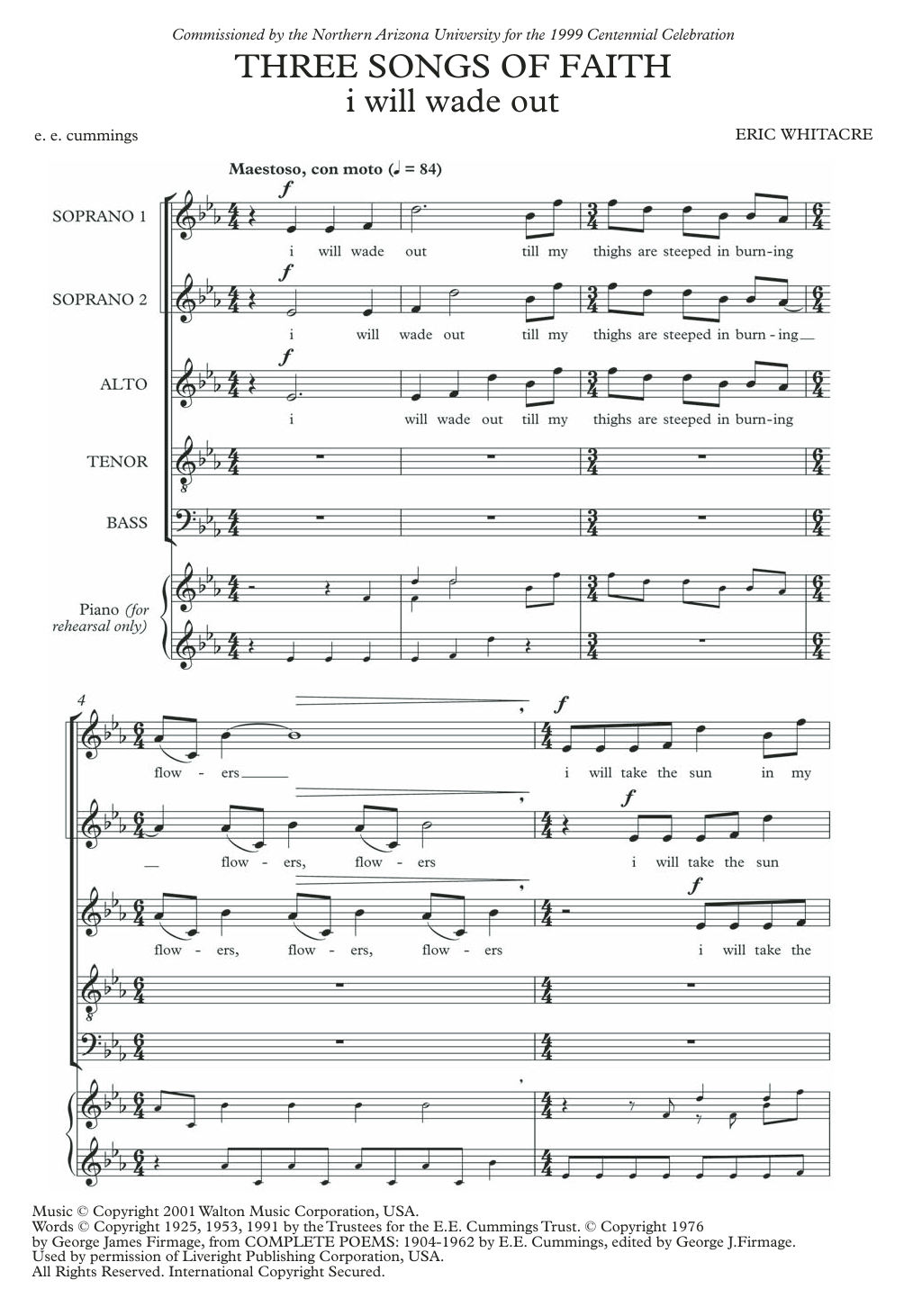 Download Eric Whitacre I Will Wade Out (from Three Songs Of Fa Sheet Music