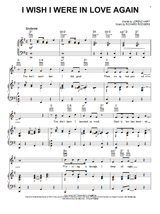 Download Rodgers & Hart I Wish I Were In Love Again Sheet Music