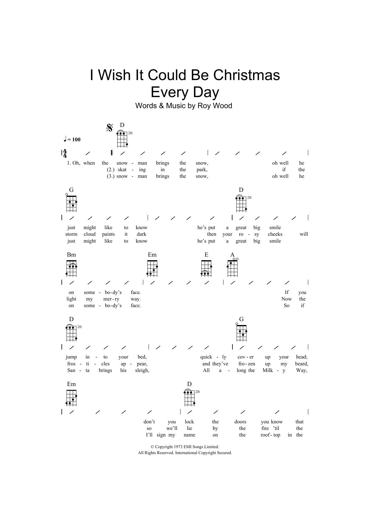 Download Wizzard I Wish It Could Be Christmas Every Day Sheet Music