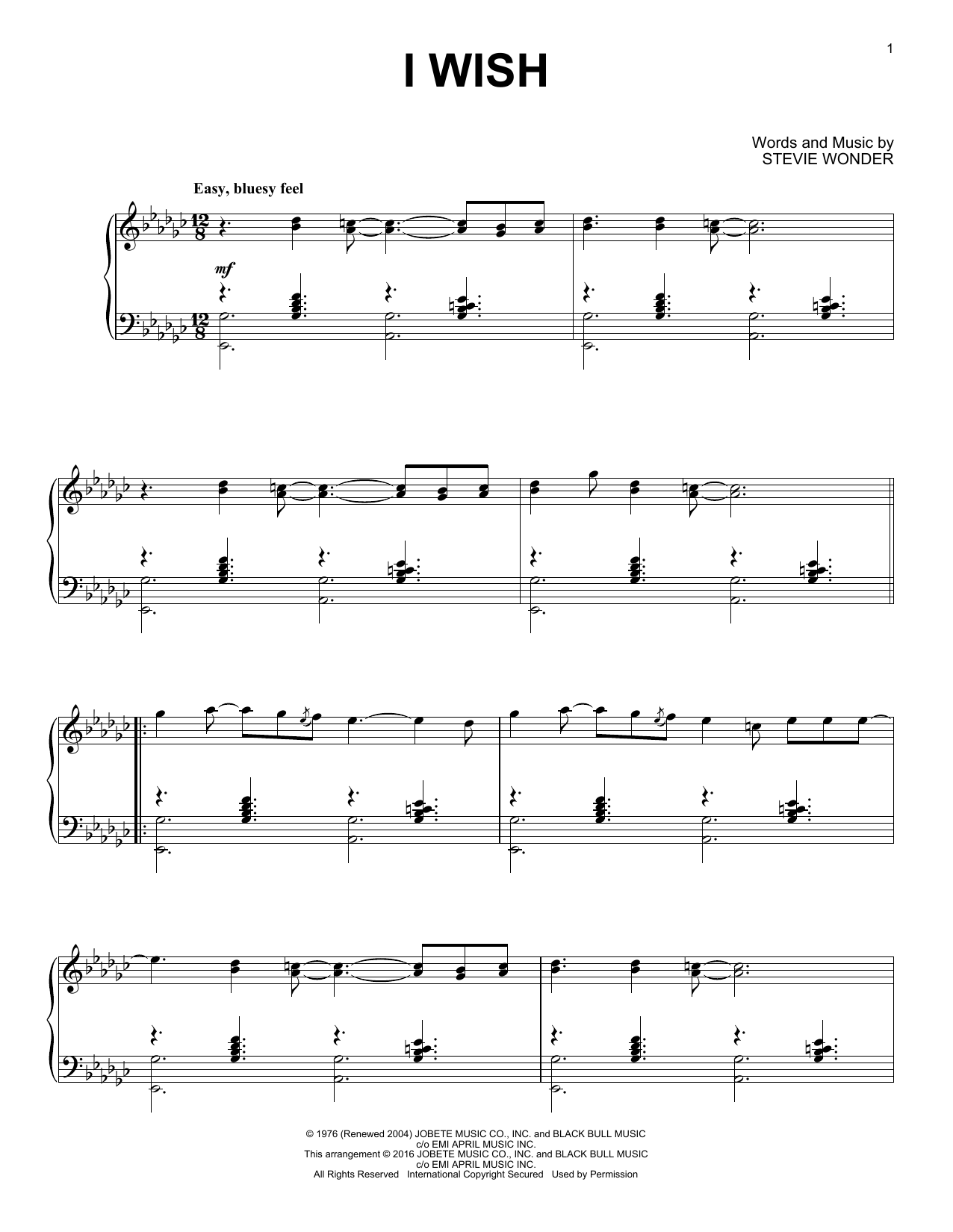 Download Stevie Wonder I Wish [Jazz version] Sheet Music