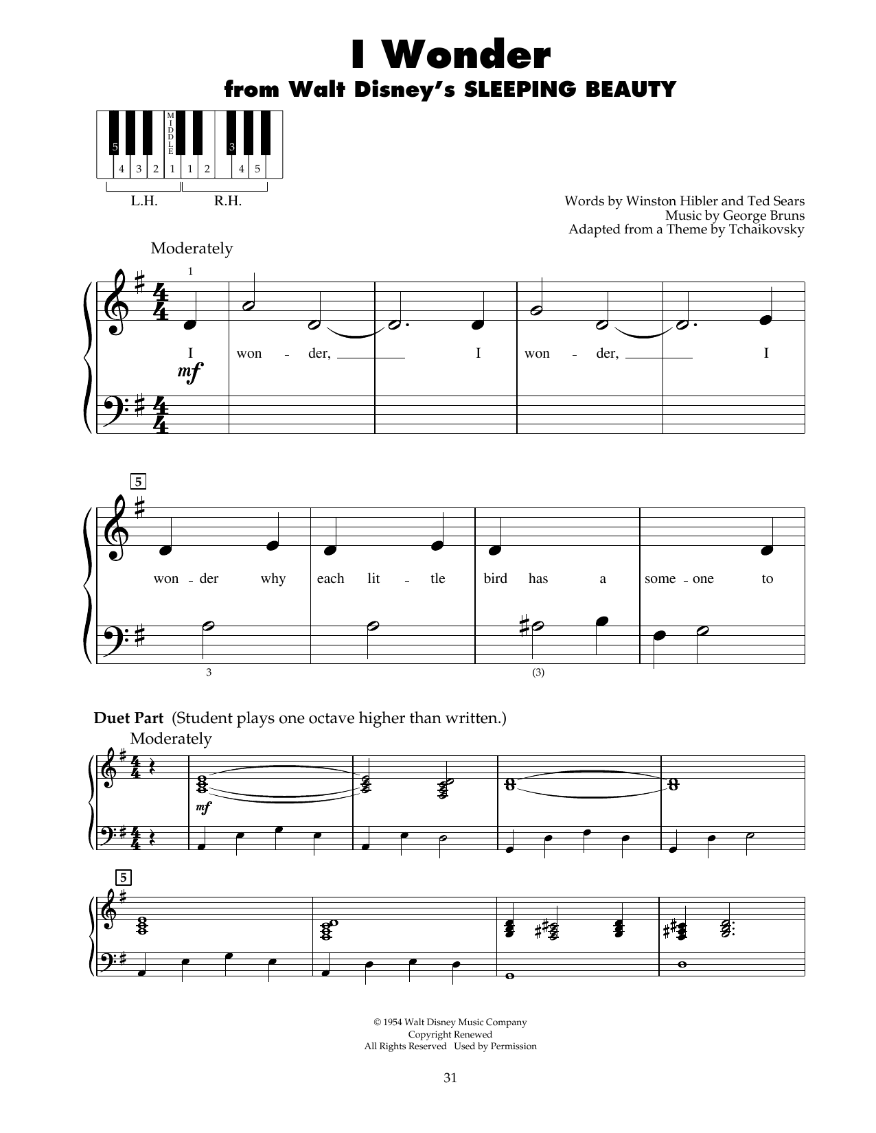 Download George Bruns I Wonder (from Sleeping Beauty) Sheet Music
